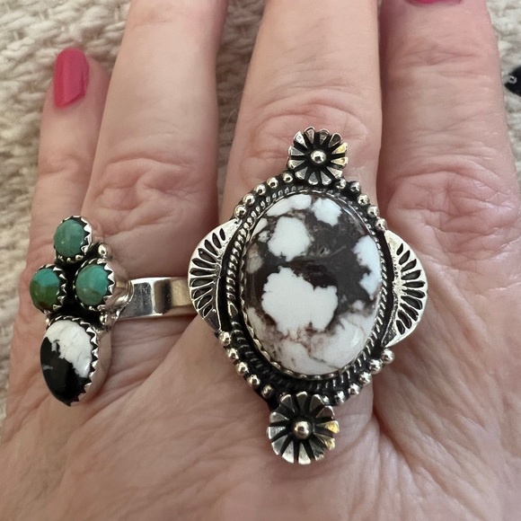 ❤️ Wild Horse Jasper Magnesite Navajo Adjustable Brushed Sterling Ring 11.2Gm - Picture 4 of 16